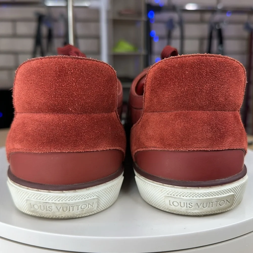 💥Louis Vuitton - Challenge Zip Up Damier Sneakers Red Leather - 10LV - DK532 - Picture 8 of 17